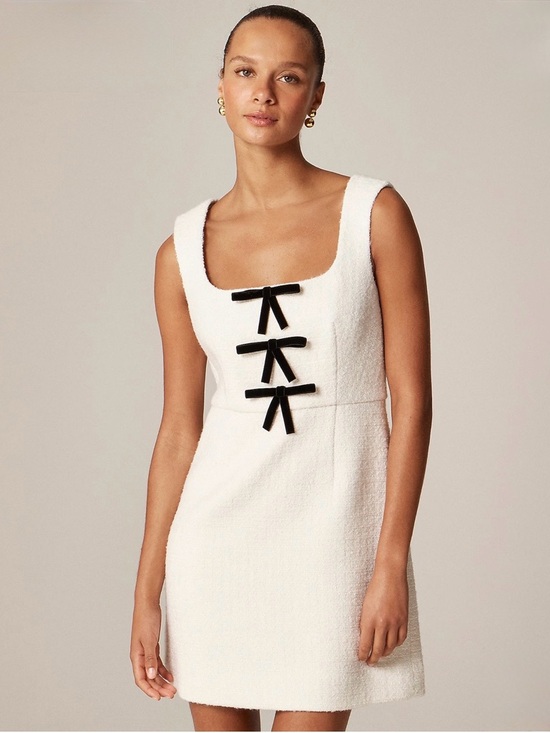 J. Crew Dresses & Skirts - NWT | J. CREW Women’s Sophia Dress with Velvet Bows in Tweed | Ivory | Size 4